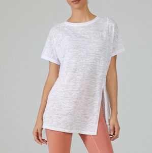 スポーツ Tシャツ 半袖 ラウンドネック  サイドフォーク  無地 快適 レディース ファッション  MBQ3364