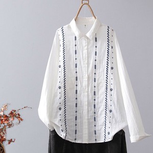 Button Shirt/Blouse Stripe Cotton