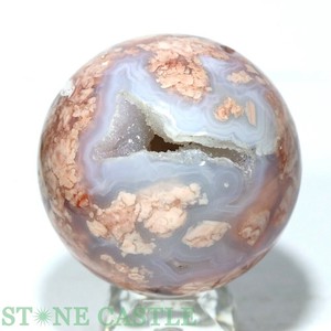 ☆一点物☆【置き石】丸玉 桜ドゥルージー瑪瑙 約55mm No.03 【天然石 パワーストーン】