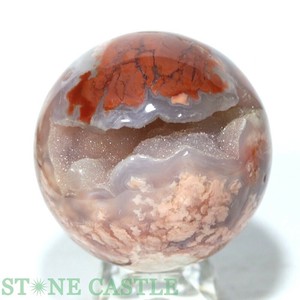 ☆一点物☆【置き石】丸玉 桜ドゥルージー瑪瑙 約54mm No.04 【天然石 パワーストーン】