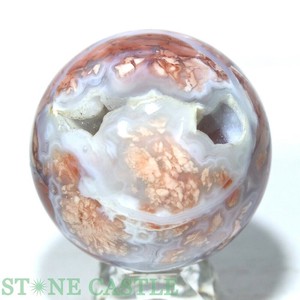 ☆一点物☆【置き石】丸玉 桜ドゥルージー瑪瑙 約54mm No.05 【天然石 パワーストーン】