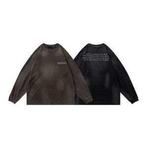 P23022 2025秋季新作 メンズ ヴィンテージ風 無地 ゆったり Tシャツ  長袖 カジュアル