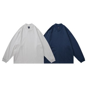 P23023 2025秋季新作 Tシャツ 長袖 カジュアル メンズ ストリート Vネック ゆったり 無地