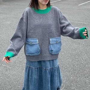 Sweater/Knitwear Switched Pullover Mixing Texture [2025 NEW] [A/W]