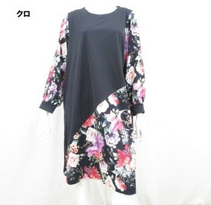 【 秋物新商品 】花プリント切替ワンピース