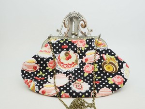 Handbag Gamaguchi Shoulder Bag Tea Time black