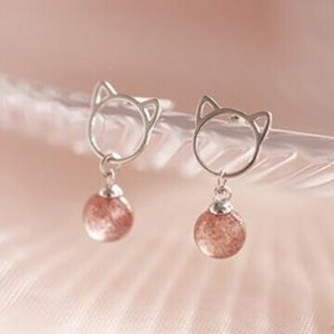 猫　ピアス S925ポスト　ピアス K18　ピアス アレルギー K18 ピアス　シルバー925 ピアス　韓国