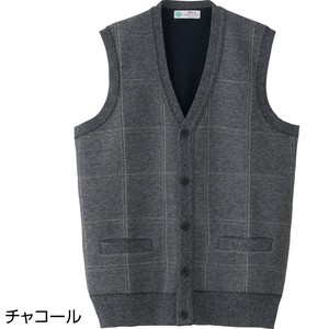 裏起毛ニット斜め釦ホール前開きベスト