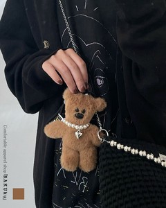 【大人気】 キャラクターバッグチャーム キーリング くま ぶさわか パール ハート 韓国系