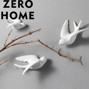 北欧モダン陶器壁掛け 3D鳥オブジェ ホテル背景壁装飾 軽量設計 破損保証付き商業施設 リビング対応