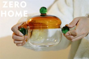 耐熱ガラス 調理碗 蒸し料理・湯煮用 電子レンジ/直火使用可 蓋付き 両手取り