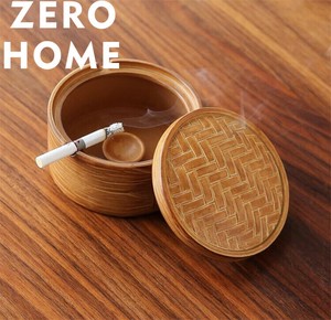 飛散防止蓋付き陶器灰皿 窯変技法の蒸し器風デザイン オフィス装飾向け