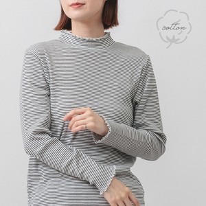 【2025AW新作】首元フリル×軽やかコットンリブTシャツ