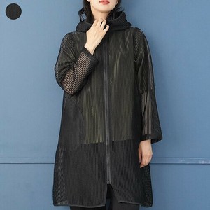 【2025新作】フード付きメッシュ素材ロングジャケット レディース ミセス 婦人服 36-1737