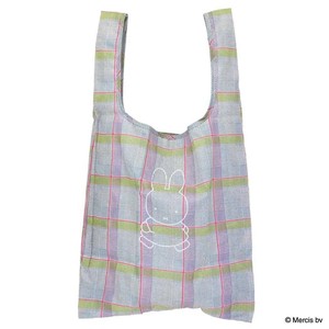 【エコバッグ】ミッフィー ショッピングバッグS チェック グレー