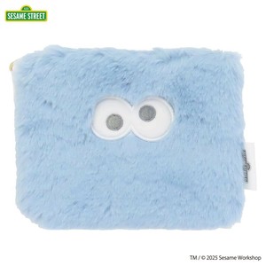 【ポーチ】セサミストリート ミニフラットポーチ SESAME STREET FACE FUR クッキーモンスター