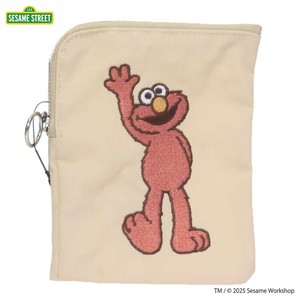 【ポーチ】セサミストリート ミニフラットポーチ SESAME STREET EMBROIDERY ベージュ