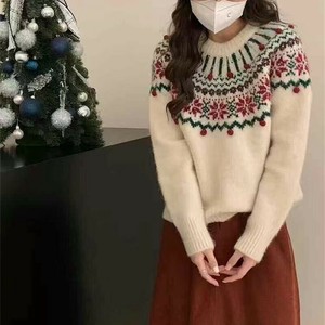 セーター  ニット    長袖  花柄  ラウンドネック  ゆったり  快適  レディース ファッション    XB269
