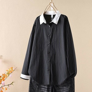 Button Shirt/Blouse Colored Stripe Cotton