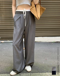 2color ウエスト配色ストライプパンツ きれいめパンツ オフィスカジュアル