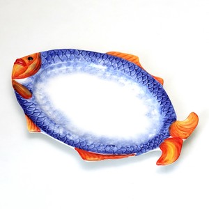 イタリア製 パスタプレート フィッシュ柄 食器 陶器 魚型 大皿 楕円