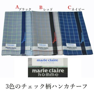 マリ・クレール・オムのチェック柄のメンズハンカチーフ