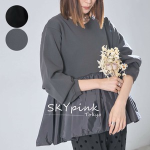 【WEB限定特別価格】異素材ドッキングニットティアードドロップショルダープルオーバー