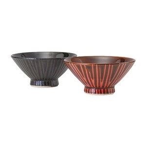 西海陶器 筋模様 茶碗ペア