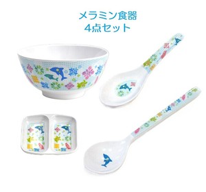 饭碗 三聚氰胺 勺子/汤匙 餐具 4件每组