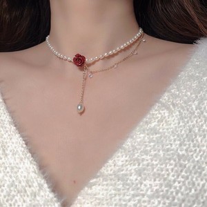 韓国　バラ  ネックレス レディース　ネックレス シルバー925　メッキ ネックレス シルバー