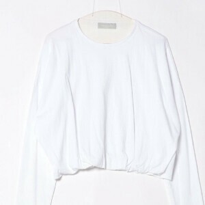 裾タッククルーネックカットソー-手洗い可-