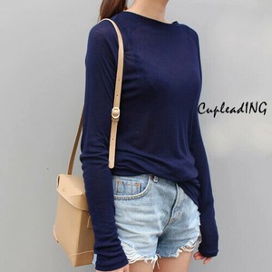＜SALE＞激安セール 大人っっぽい透け丸首Tシャツ スリムライン ロングスリーブ 仕事着に