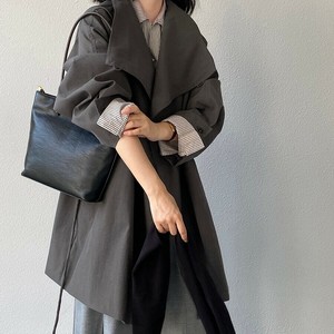 u29227 テーラードカラー トレンチコート ベルト付き ウエストマーク ミドル丈 小柄 ゆったり 2025秋新作