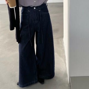 u29228 レトロ ダークブルー ハイウエスト デニムパンツ ストレート ワイド 九分丈 2025秋新作