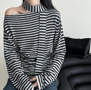 u29255トップス レディース カットソー Tシャツ ボーダー 2色 プルオーバー 長袖 韓国風 2025秋新作