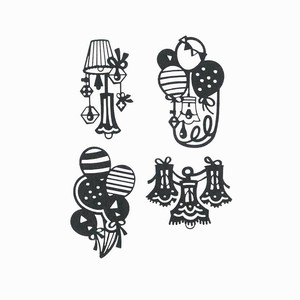【先行予約】Re:co バルカナイズドペーパー 切り絵風パーティー アートクリップ（ブラック）
