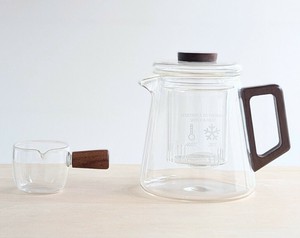 BOROSILICATE WOODEN HANDLE POT/ 耐熱ガラス ガラスポット
