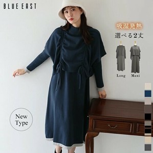 Casual Dress Ribbed Knit Dress Side ribbon cape knit vest