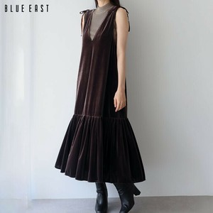Casual Dress Sleeveless Velour Pinafore Dress Jumper Skirt