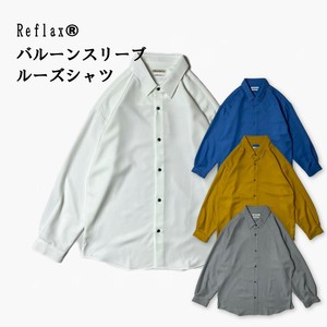 Button Shirt Absorbent UV Protection Balloon Sleeve Casual Cool Touch Made in Japan