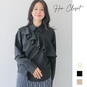 Pre-order Button Shirt/Blouse Asymmetrical Ruffle [A/W NEW]