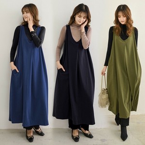 ワンピース レディース　　ワンピース 秋冬　ワンピース ロング　ノースリーブ　Vネック 　ビッグサイズ