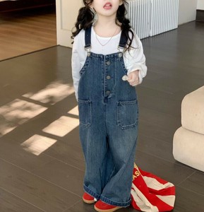 サスペンダージーンズ 春秋 無地 ゆったり 快適 子供 ファッション  MBQ3393