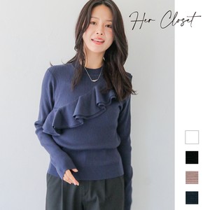 Pre-order Sweater/Knitwear Asymmetrical Ruffle [A/W NEW]