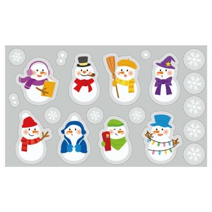 【冬】ウィンドウステッカー大〈スノーマン〉台紙サイズH100×W60cm/店舗装飾・イベント用品