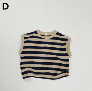 Tシャツ ノースリーブ ストライプ ラウンドネック 薄手 快適 子供 ファッション MBQ3395
