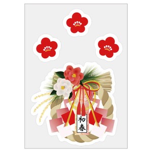 【冬】ウィンドウステッカー小〈しめ縄リース〉台紙サイズH42×W29.7cm(A3)/店舗装飾・イベント用品