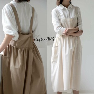 【定番商品】早い者勝ち 全棉ワークエプロン 調理・フラワーショップ・作画作業 男女共通