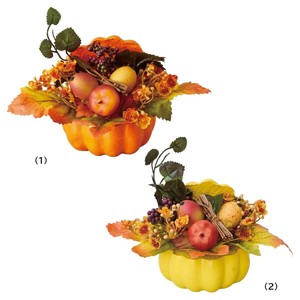 秋装飾品　パンプキンポット　幅18cm（造花）