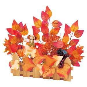秋装飾品　収穫祭かかし垣根アレンジ（造花）